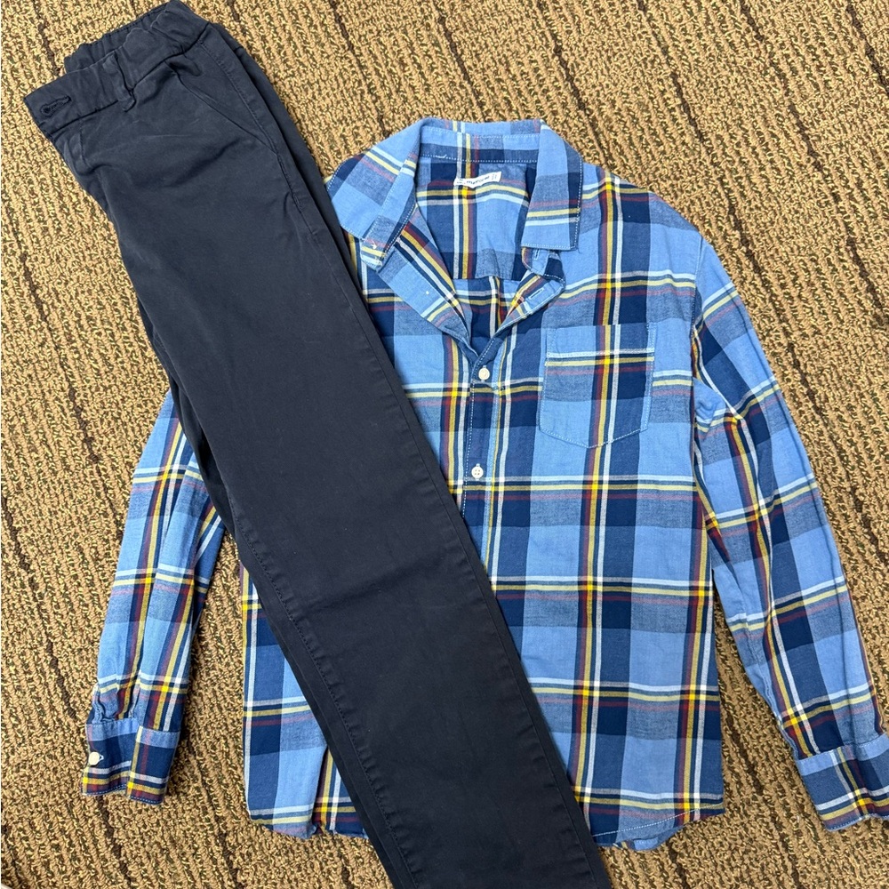 Mayoral Blue and Yellow Plaid Shirt